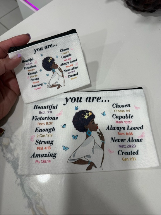 Handbags - Cosmetic pouch set You Are... Inspirational quotes with Zipper New